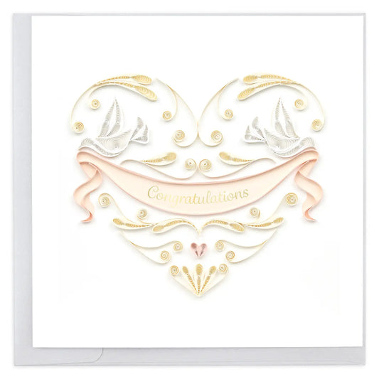 Quilling Card - Wedding Doves Heart Greeting Card
