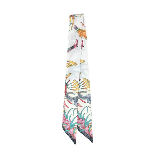Safari Elephant Mini Scarf, White