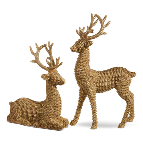 Set of 2 Basketweave Deer 17.75"
