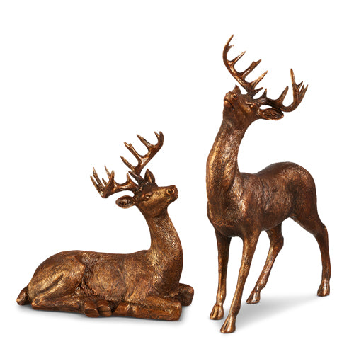 Set of 2 13.5" Bronze Deer , Raz Imports