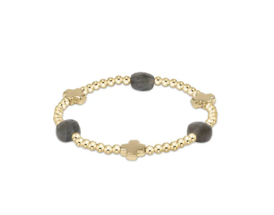 enewton Signature Cross Admire Gold Pattern 3mm Bead Bracelet, Labradorite
