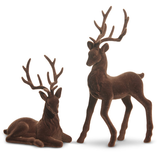 Pair of 15" Brown Flocked Deer