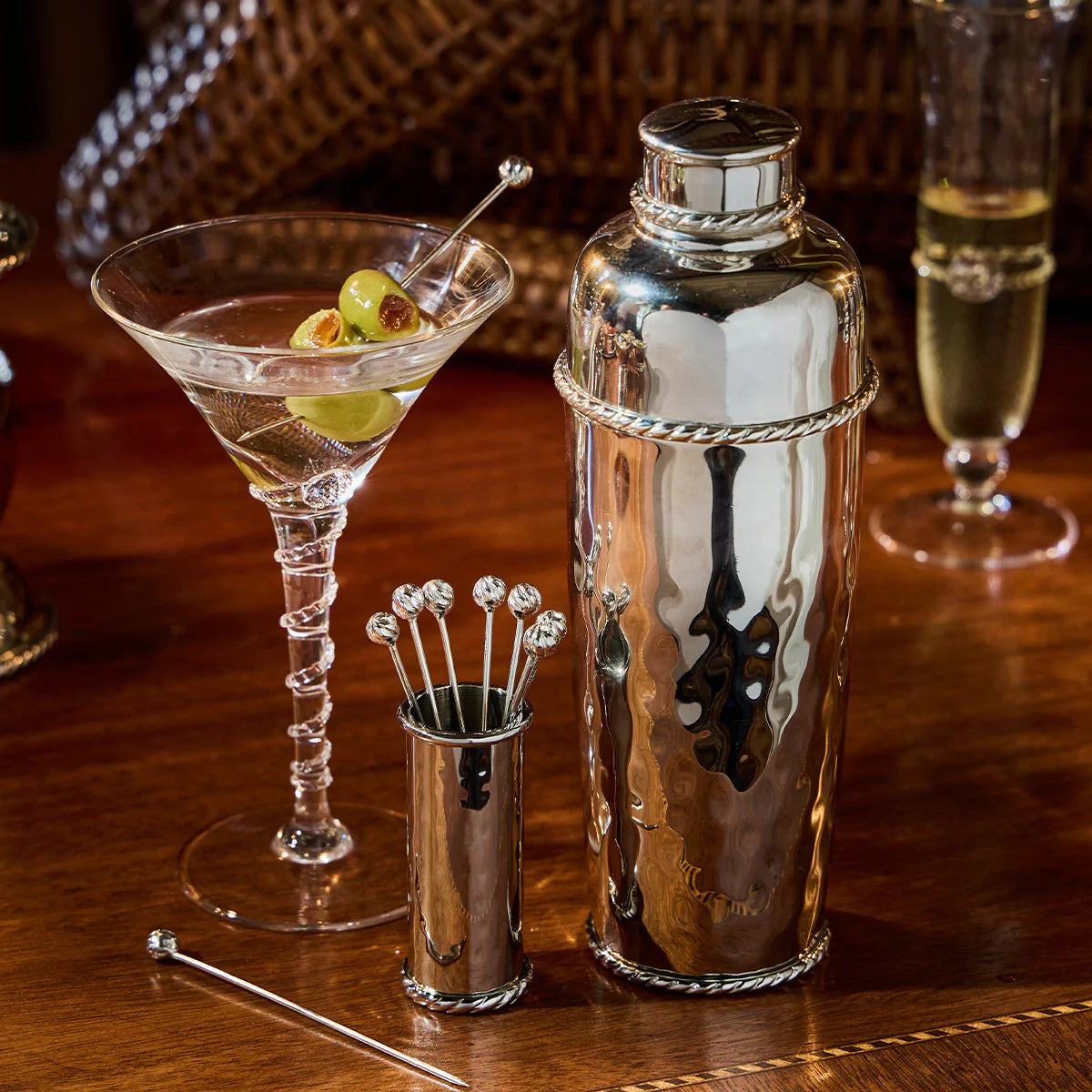 Juliska Graham Cocktail 8 Picks & Holder