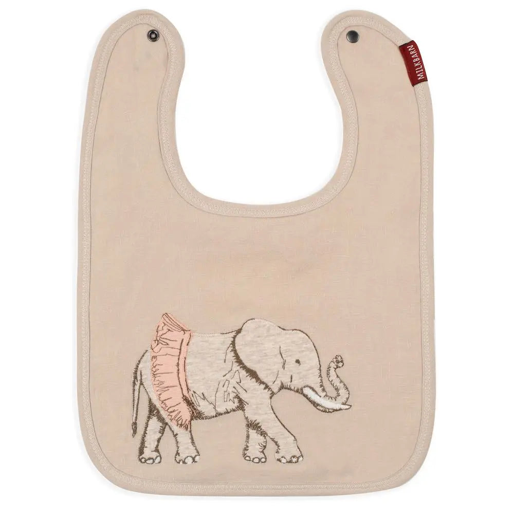 Milkbarn Linen Bib Tutu Elephant Applique