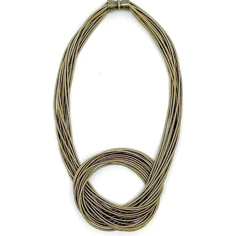 Bronze Piano Wire Large Knot Necklace