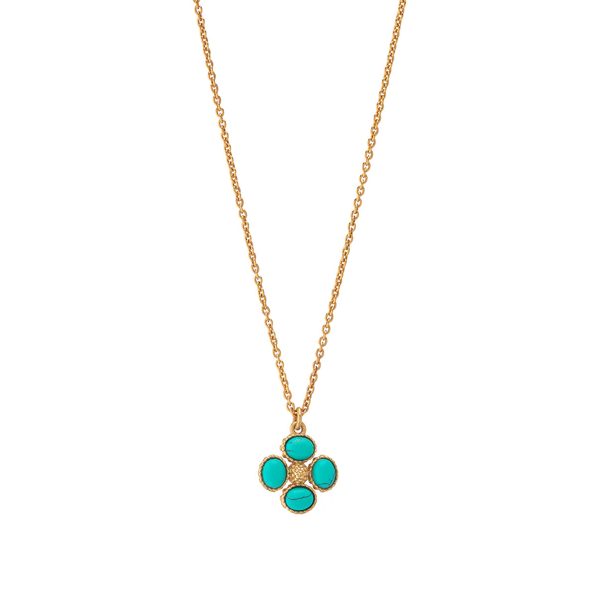 Berry Clover Double Sided Charm Necklace, 16"+2" in Turquoise, Capucine de Wulf