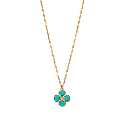 Berry Clover Double Sided Charm Necklace, 16"+2" in Turquoise, Capucine de Wulf