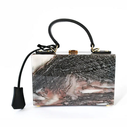 Marbled Black, Brown, & Beige Box Bag