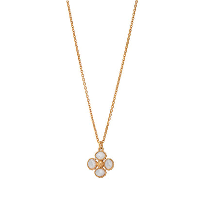 Berry Clover Double Sided Charm Necklace, 16"+2" in Pearl White, Capucine de Wulf