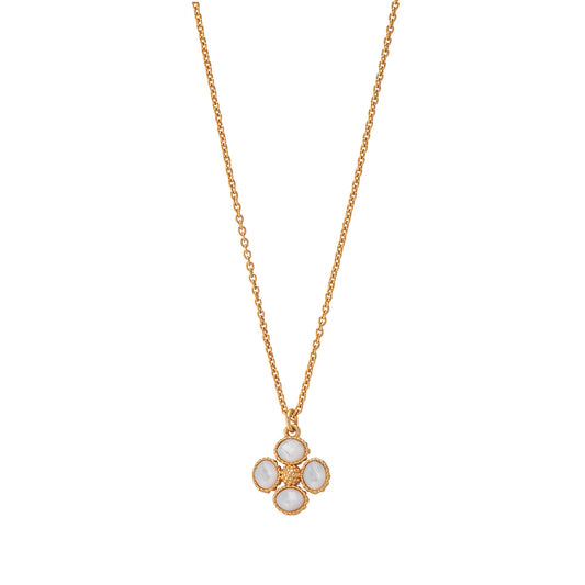 Berry Clover Double Sided Charm Necklace, 16"+2" in Pearl White, Capucine de Wulf
