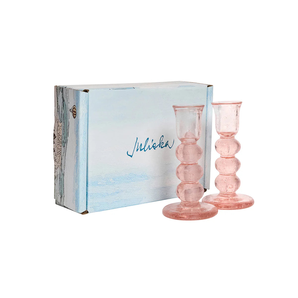 Juliska Provence Glass Blush Candlestick in Blush (Set of 2)