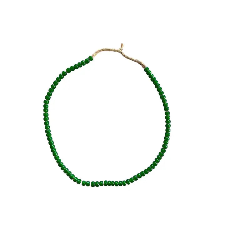 Green White Heart Glass Beads