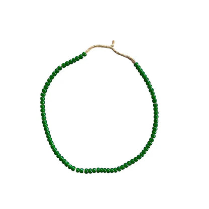 Green White Heart Glass Beads