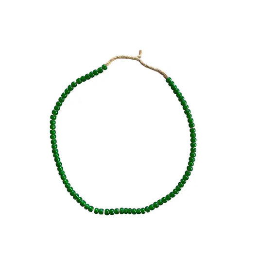 Green White Heart Glass Beads