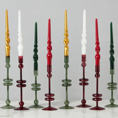 Pair of Lacquered Tall Twisted Taper Candles