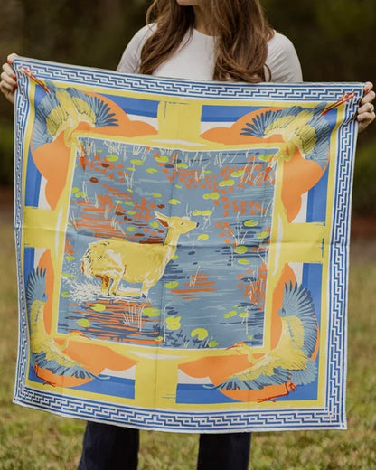 LG Melon Lily Pad Doe Double-Sided Silk Scarf