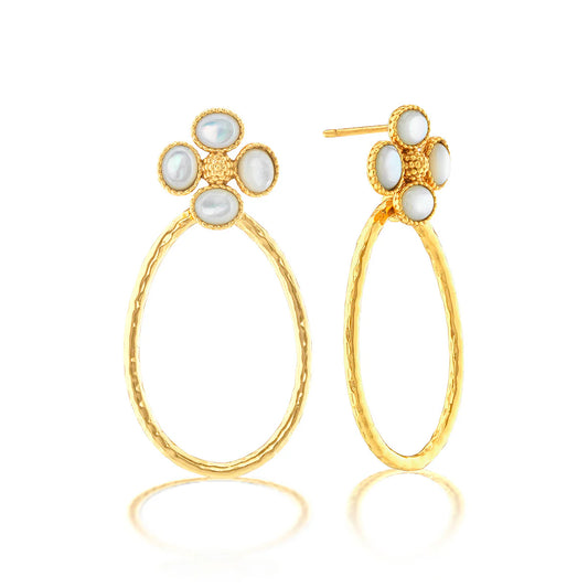 Berry Clover Teardrop Earrings in Mother of Pearl, Capucine de Wulf