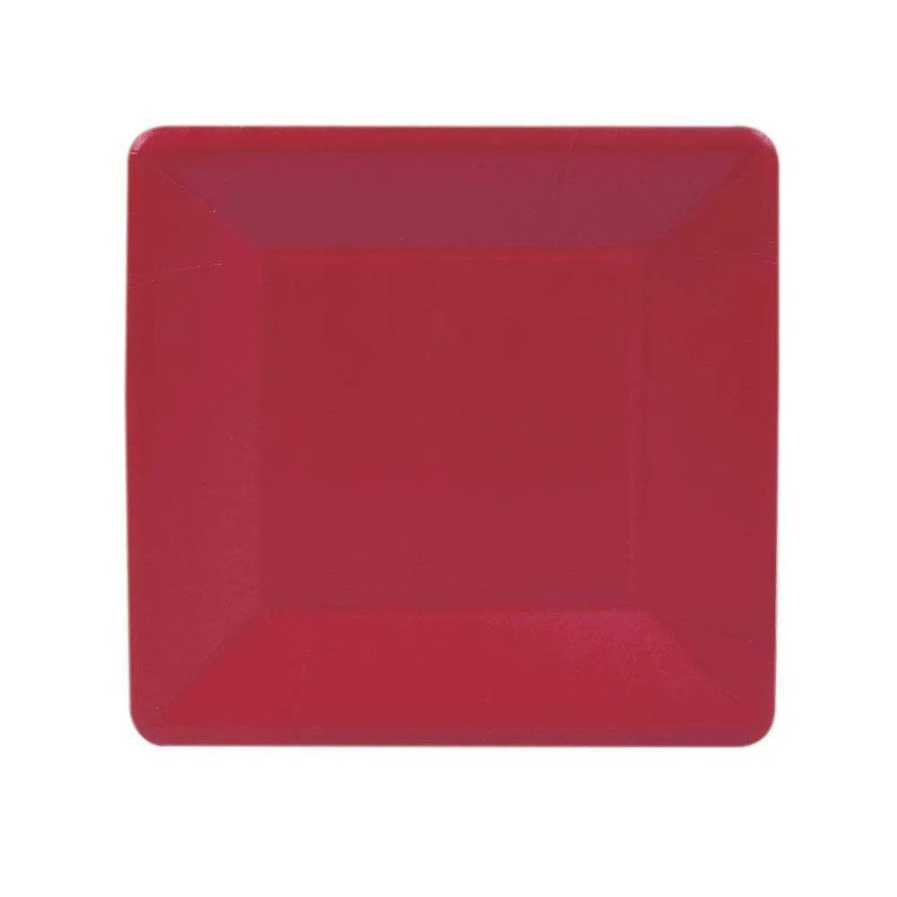 Grossgrain Border Red Square Salad/Dessert Plate, Caspari