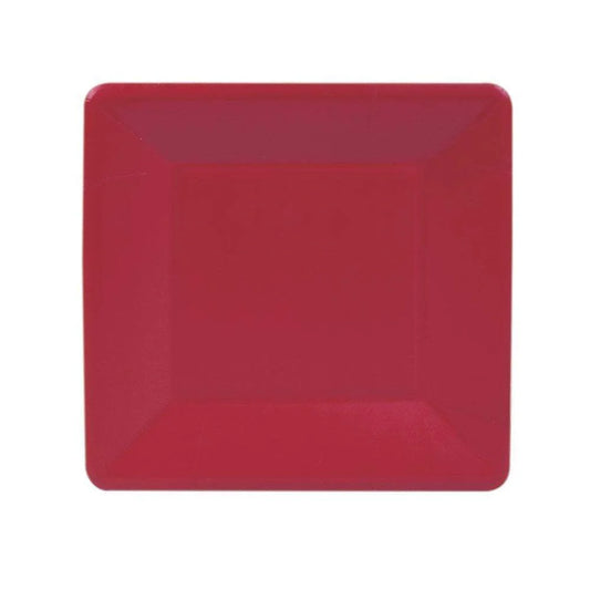 Grossgrain Border Red Square Salad/Dessert Plate, Caspari
