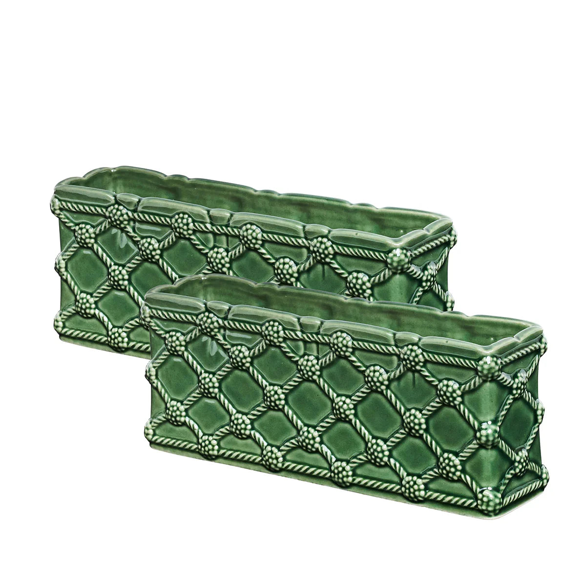 Juliska Berry & Thread Petite Parterre Garden 8" Planter Set/2 in Basil
