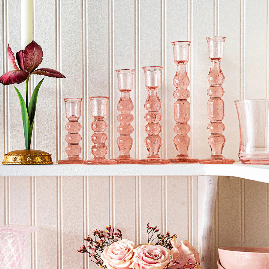 Juliska Provence Glass Blush Candlestick in Blush (Set of 2)