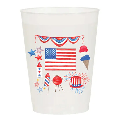 Red, White, & Blue Frosted Cups (Pack of 10)