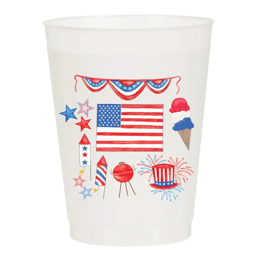 Red, White, & Blue Frosted Cups (Pack of 10)