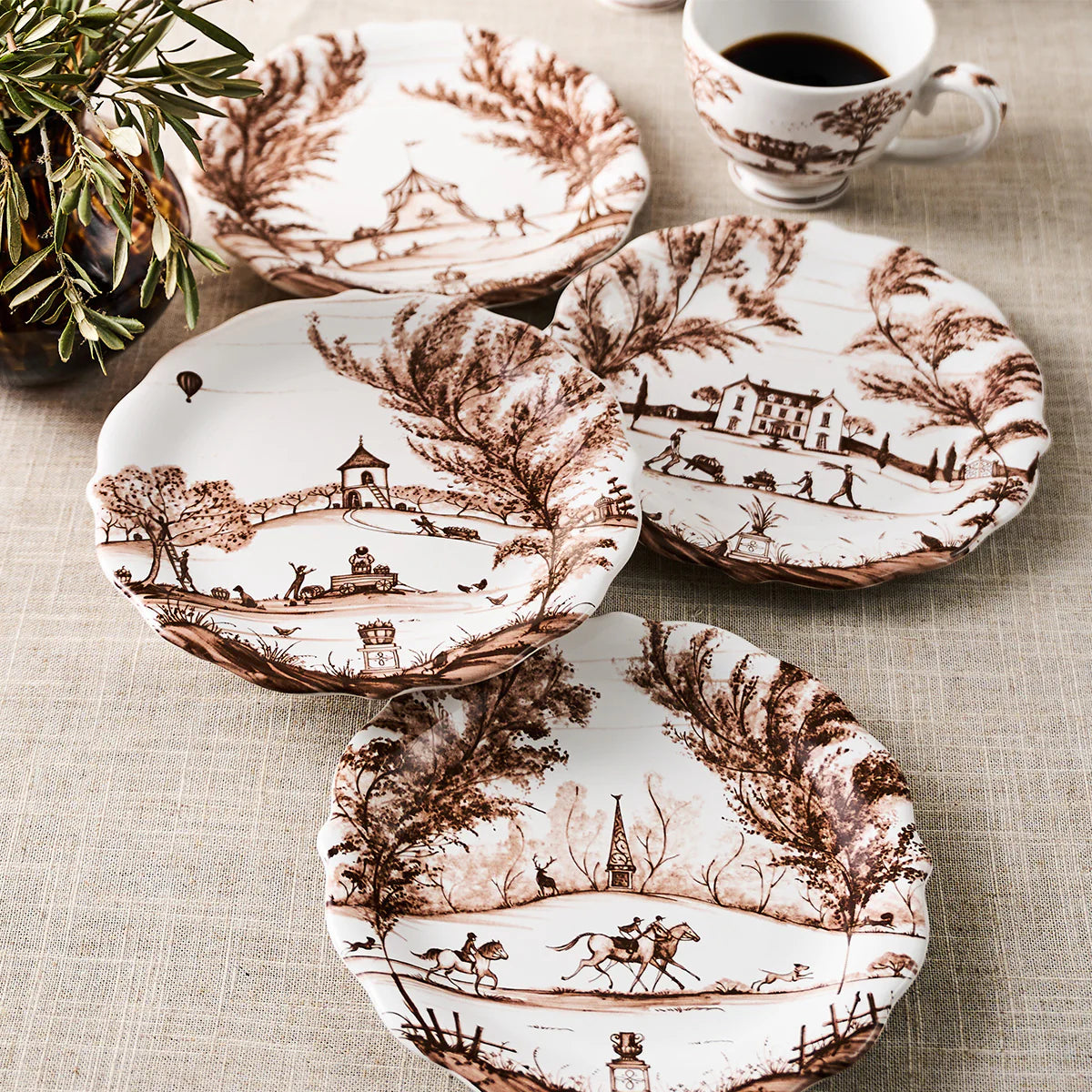 Juliska Country Estate Harvest Sepia Party Plates (Assort. Set of 4)