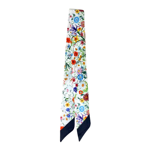 Floral White Mini Scarf