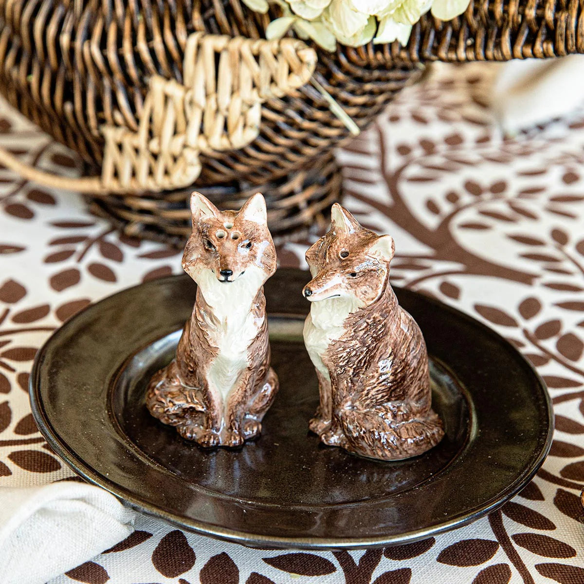 Juliska Clever Creatures Fox Salt & Pepper Shakers, Louis & Marie Fox