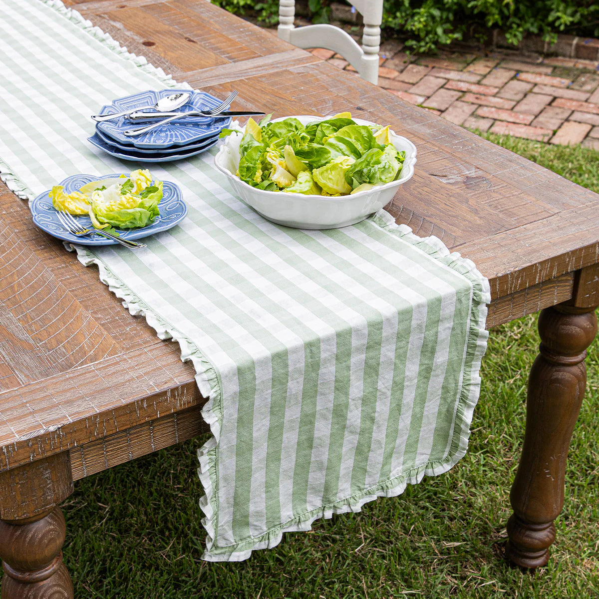 Juliska Gingham Ruffle 18" x 90" Table Runner