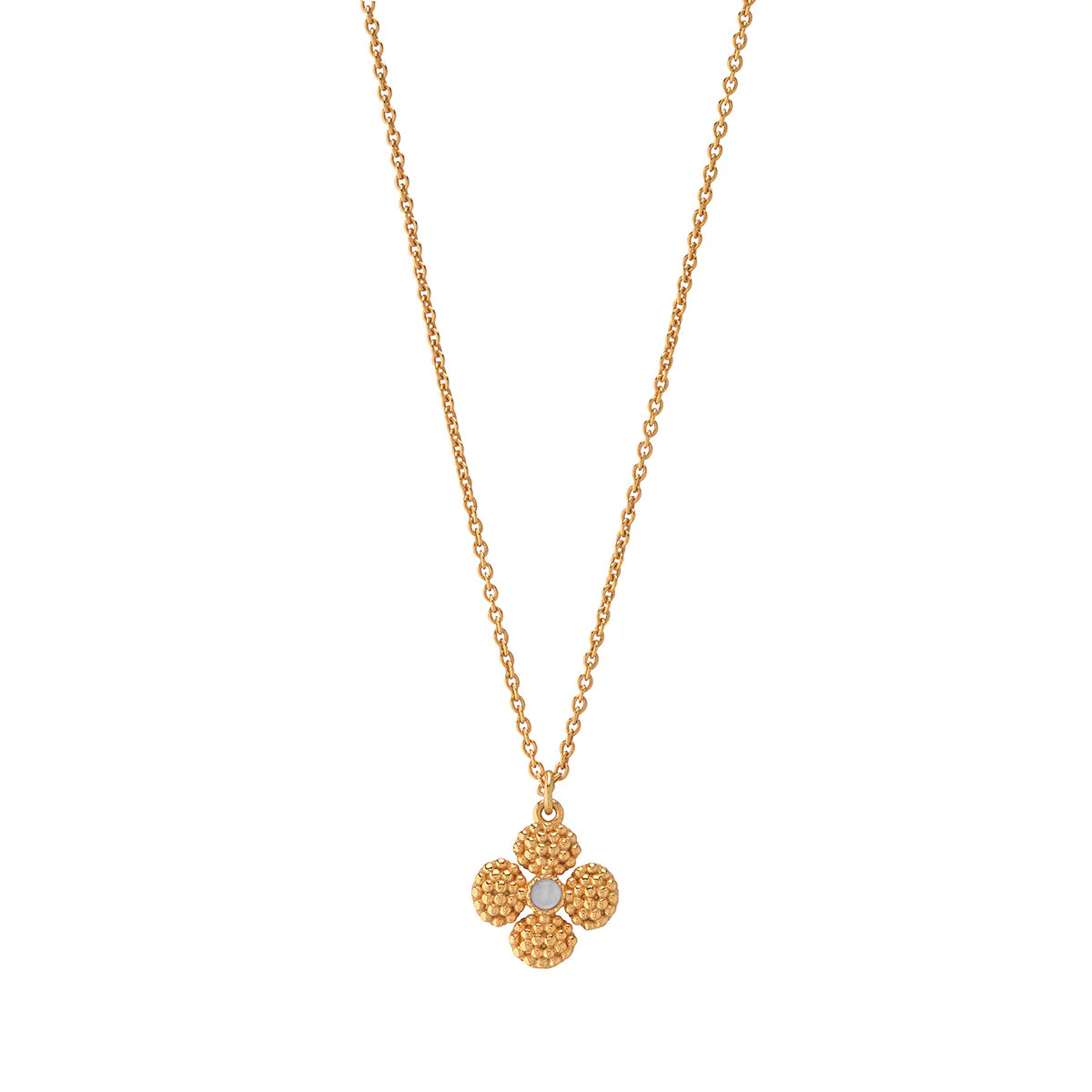 Berry Clover Double Sided Charm Necklace, 16"+2" in Pearl White, Capucine de Wulf