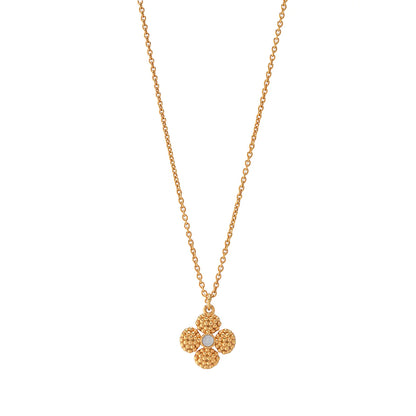 Berry Clover Double Sided Charm Necklace, 16"+2" in Pearl White, Capucine de Wulf