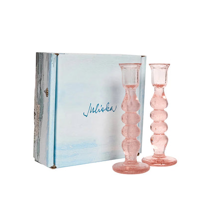 Juliska Provence Glass Blush Candlestick in Blush (Set of 2)