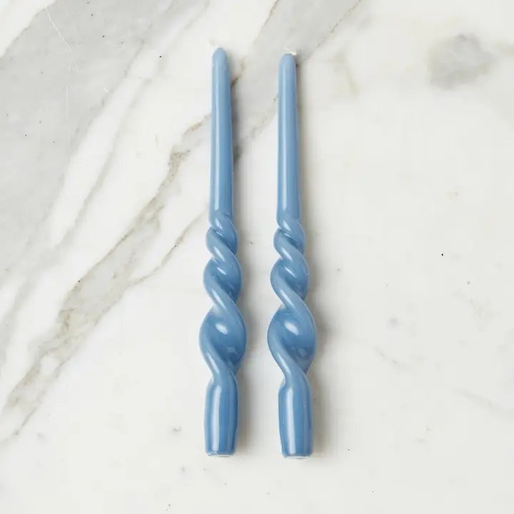 Pair of Lacquered Tall Twisted Taper Candles