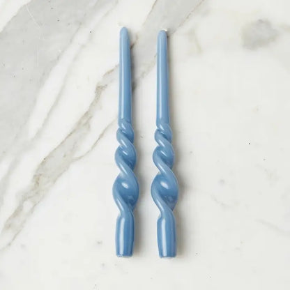 Pair of Lacquered Tall Twisted Taper Candles
