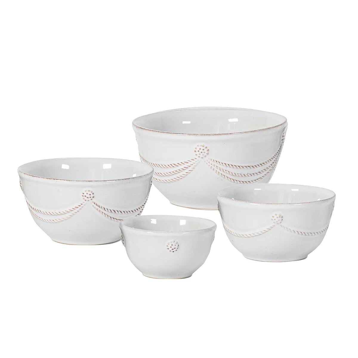 Juliska Berry & Thread Whitewash 4pc Nesting Prep Bowls
