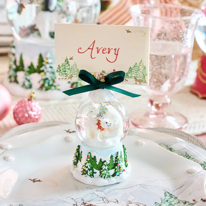 Juliska Berry & Thread North Pole Polar Bear Snow Globe Place Card Holder