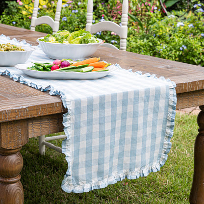 Juliska Gingham Ruffle 18" x 90" Table Runner