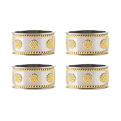 Berry & Thread Bright Satin & Gold Napkin Ring, Set of 4 - Juliska