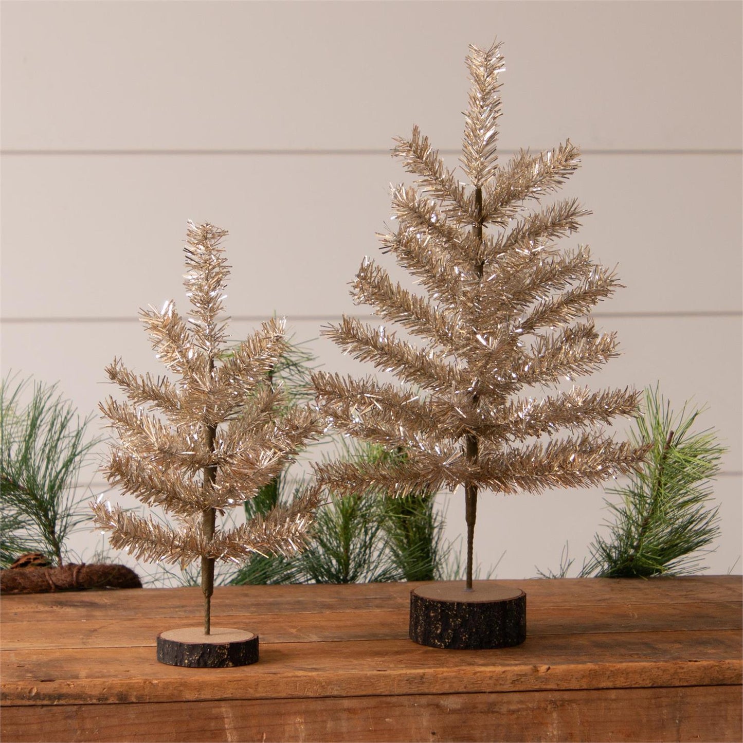 Audrey's Tabletop Champagne Tinsel Christmas Tree (Short or Tall)