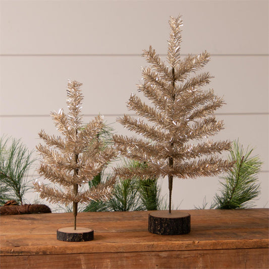 10" Tabletop Champagne Tinsel Tree