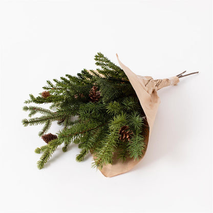 Mixed Winter Greens with Pine Cones Bunch