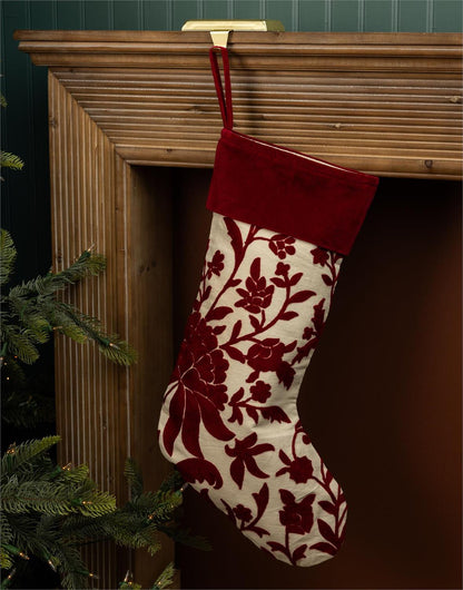 Crewelwork Red Floral Stocking
