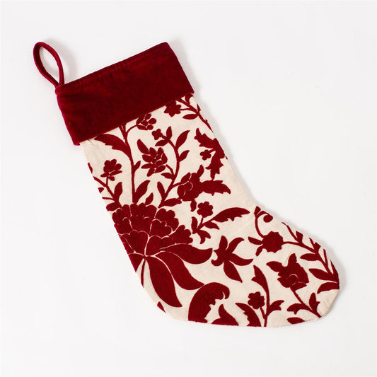 Crewelwork Red Floral Stocking