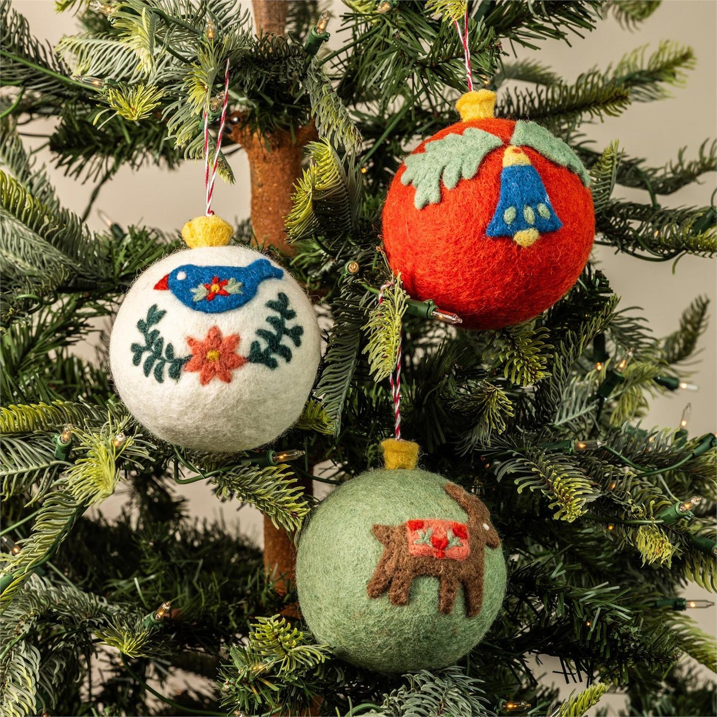 Woolen Folk Art Orbs Ball Ornament