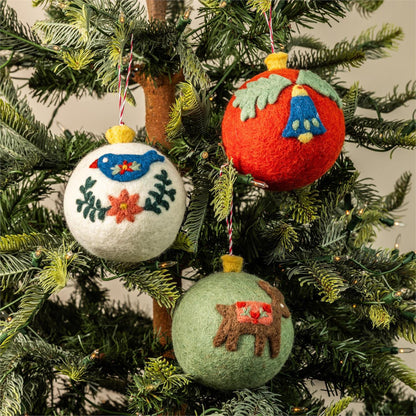 Woolen Folk Art Orbs Ball Ornament