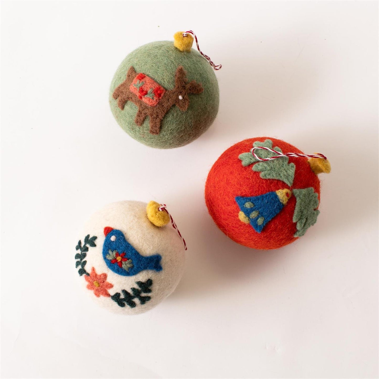 Woolen Folk Art Orbs Ball Ornament