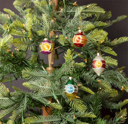 Vintage Holiday Mini Ornaments, Boxed Set of 12