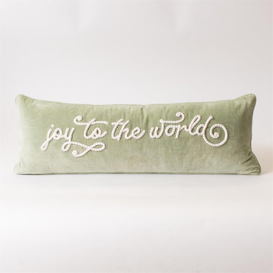 Joy to the World Sage Green Lumbar Pillow